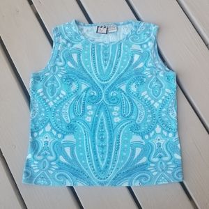 L blue sleeveless top with sequins